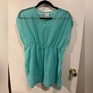 Girls Swim Suit Sheer Teal Cover Up - Size Large - Wonder Nation